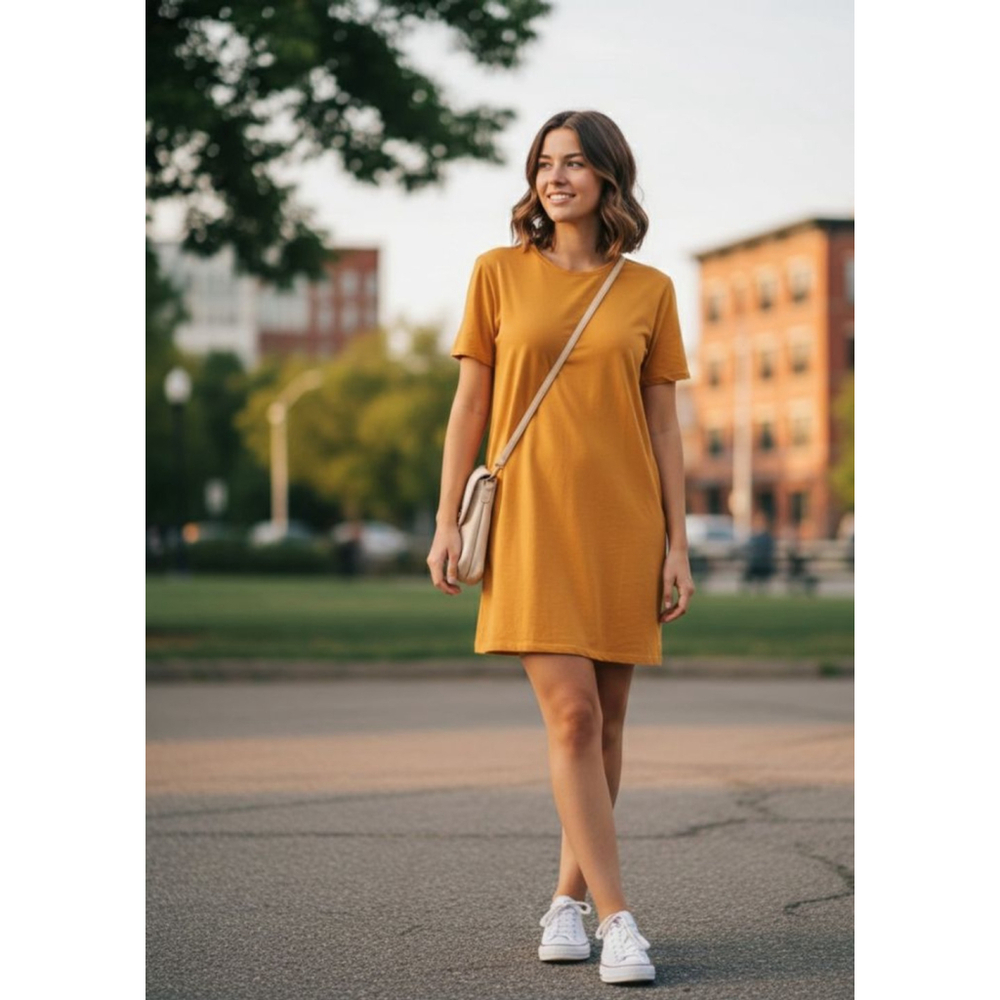 Tna Orange Short Sleeve Mini Dress M